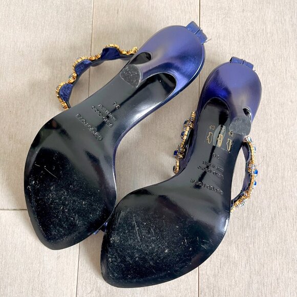 Sergio Rossi Rhinestone Metallic Blue Heels - Picture 7 of 10
